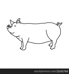 Black and white illustration. Pig hand-drawn style. isolated on white background, illustration of a Pig . for design Pig Farm Symbol, Meat Fresh Food Department, pig logo, year of the zodiac Chinese.