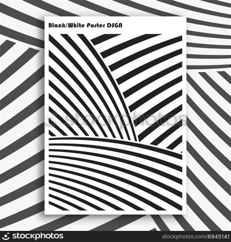 Black and white interior poster. Black and white interior poster. Modern geometric design for cover, magazine, printing products, flyer, presentation, brochure or booklet. Vector illustration