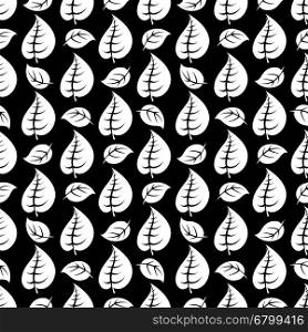 Black and white leaves seamless pattern. Black and white leaves seamless pattern design vector illustration