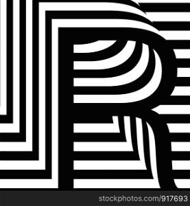 Black and white letter R design template vector illustration