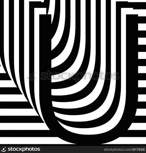 Black and white letter U design template vector illustration