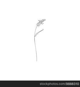 Black and white line art decoration of leaves. Vector isolated clipart. Minimal monochrome hand drawing botanical design. Contour branch
