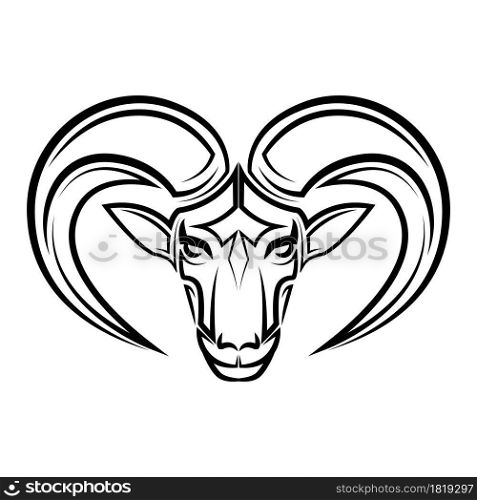 Black and white line art of Barbary sheep head. Good use for symbol, mascot, icon, avatar, tattoo, T Shirt design, logo or any design