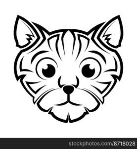 Black and white line art of cute cat head. Good use for symbol, mascot, icon, avatar, tattoo,T-Shirt design, logo or any design.