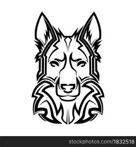 Black and white line art of german shepherd dog head. Good use for symbol, mascot, icon, avatar, tattoo, T Shirt design, logo or any design