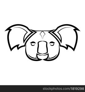 Black and white line art of koala head. Good use for symbol, mascot, icon, avatar, tattoo,T-Shirt design, logo or any design.