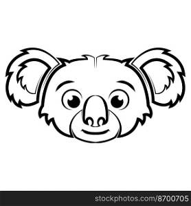 Black and white line art of koala head. Good use for symbol, mascot, icon, avatar, tattoo,T-Shirt design, logo or any design.
