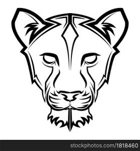 Black and white line art of lioness head Good use for symbol mascot icon avatar tattoo T Shirt design logo or any design