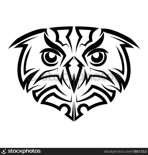 Black and white line art of owl head. Good use for symbol, mascot, icon, avatar, tattoo,T-Shirt design, logo or any design.