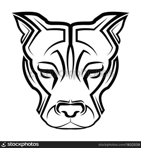 Black and white line art of pitbull dog head. Good use for symbol, mascot, icon, avatar, tattoo, T Shirt design, logo or any design