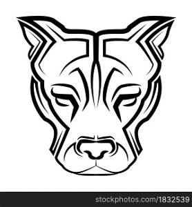 Black and white line art of pitbull dog head. Good use for symbol, mascot, icon, avatar, tattoo, T Shirt design, logo or any design