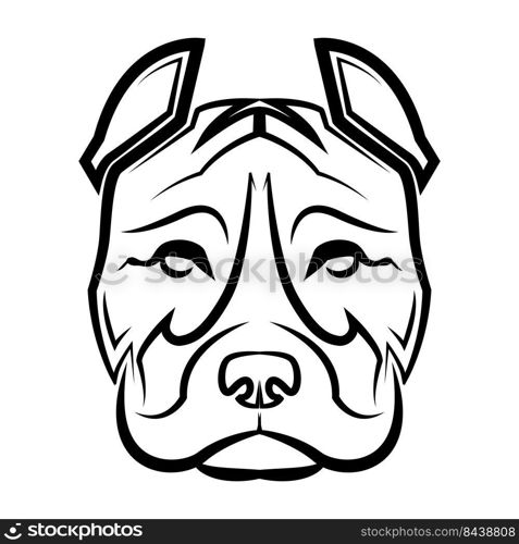 Black and white line art of pitbull dog head. Good use for symbol mascot icon avatar tattoo T Shirt design logo or any design
