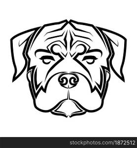 Black and white line art of rottweiler dog head. Good use for symbol, mascot, icon, avatar, tattoo, T Shirt design, logo or any design.