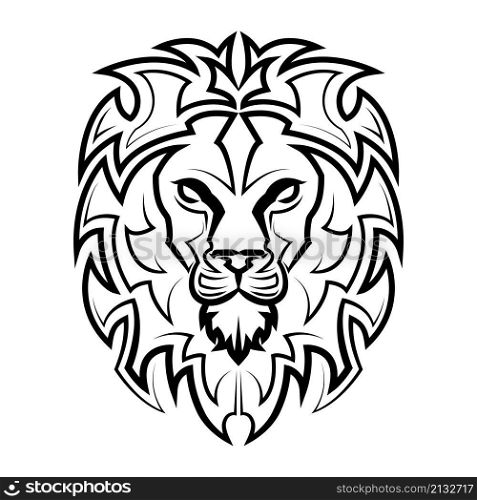 Black and white line art of the front of the lion head It is sign of leo zodiac Good use for symbol mascot icon avatar tattoo T Shirt design logo or any design