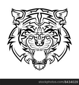 Black and white line art of tiger head Good use for symbol mascot icon avatar tattoo T Shirt design logo or any design