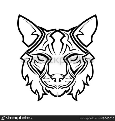 Black and white line art of wildcat head. Good use for symbol, mascot, icon, avatar, tattoo,T-Shirt design, logo or any design.