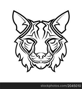 Black and white line art of wildcat head. Good use for symbol, mascot, icon, avatar, tattoo,T-Shirt design, logo or any design.