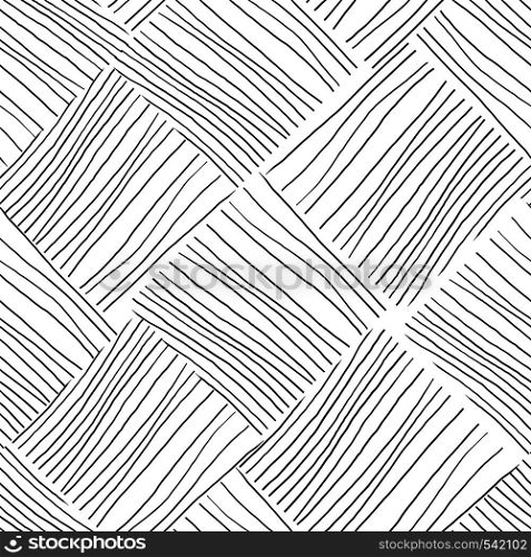 Black and white lines seamless pattern hand drawn texture. Abstract background with lines. Design for fabric, textile print, wrapping paper. Black and white seamless pattern hand drawn texture.
