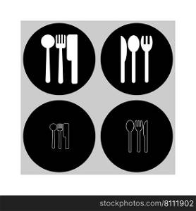 black and white logo spoon and fork vektor template