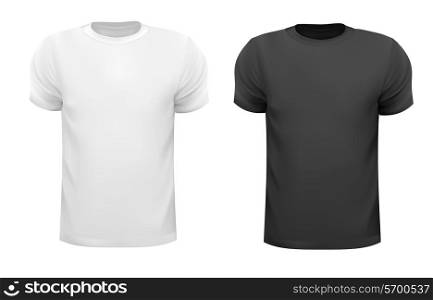 Black and white men polo shirts. Design template. Vector illustration