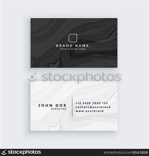 black and white modern business card with marble texture