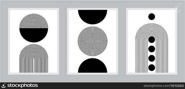 Black and white Modern Poster Art. Abstract Wall Art. Digital Interior Decoration Art for print. Vector EPS 10.