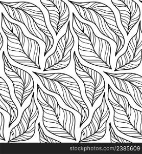 Black and White Nature Vector Seamless Pattern. Awesome for classic product design, fabric, backgrounds, invitations, packaging design projects. Surface pattern design.