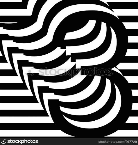 Black and white number 3 design template vector illustration