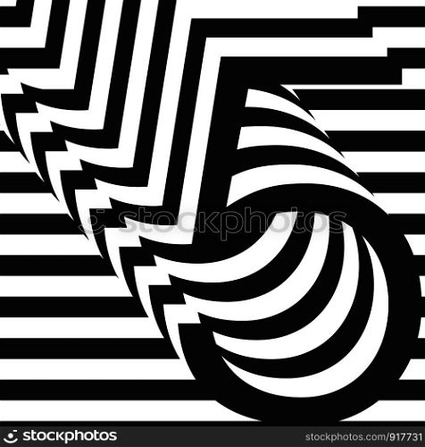 Black and white number 5 design template vector illustration