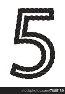 Black and white number five made from rope Isolated on white background. Vector Illustration EPS10.. Black and white number five made from rope Isolated on white background. Vector Illustration EPS10