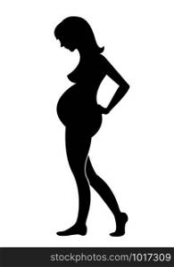 black and white of pregnant woman icon vector illustration