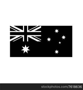 Black and white or monochrome flag of the state, nation or country of Australia on isolated background.. National Flag of the Country or Nation of Australia Black and White