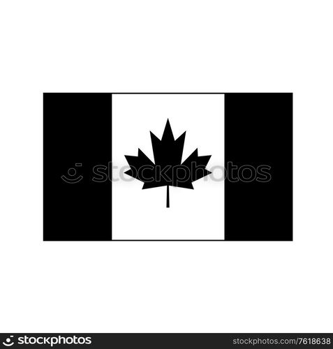 Black and white or monochrome flag of the state, nation or country of Canada on isolated background.. National Flag of the Country or Nation of Canada Black and White