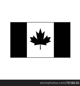 Black and white or monochrome flag of the state, nation or country of Canada on isolated background.. National Flag of the Country or Nation of Canada Black and White