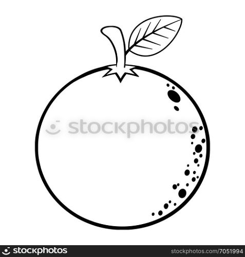 Black And White Orange Fruit Cartoon Lines Drawing. Illustration Isolated On White Background
