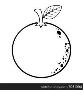 Black And White Orange Fruit Cartoon Lines Drawing. Illustration Isolated On White Background
