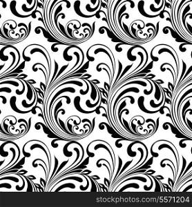 Black and white ornamental seamless pattern background vector illustration
