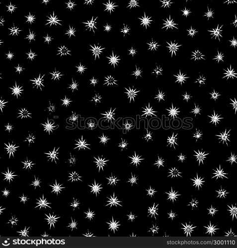Black and white ornamental stars seamless pattern, vector illustration