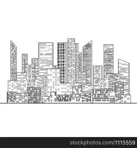 Black and White outline the city with windows for your design