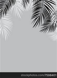 Black and White Palm Leaf Vector Background Illustration EPS10. Black and White Palm Leaf Vector Background Illustration