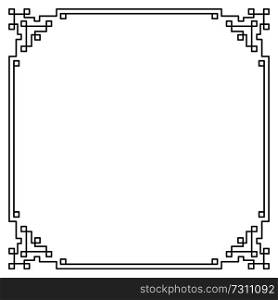 Black and white pattern bright vector illustration with set of squared ornaments, many lines, various geometric shapes, pretty pattern abstract border. Black and White Pattern Bright Vector Illustration