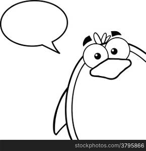 Black And White Penguin Cartoon Mascot Character Looking From A Corner