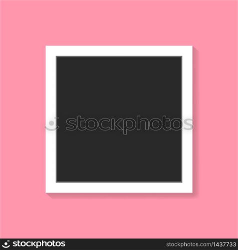 Black and white photo frame on trendy pink background. Realistic vector photo frame in vintage style.. Black and white photo frame on trendy pink background. Realistic vector photo frame in vintage style. eps10