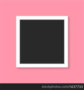 Black and white photo frame on trendy pink background. Realistic vector photo frame in vintage style.. Black and white photo frame on trendy pink background. Realistic vector photo frame in vintage style. eps10