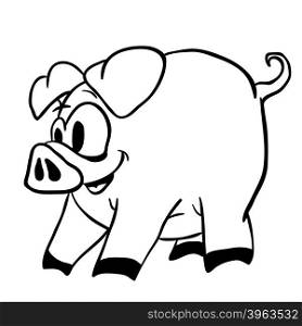 black and white pig cartoon illustration