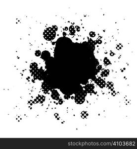 black and white pixalated ink splat artwork with copy space