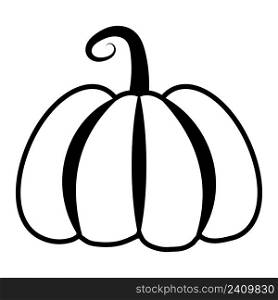 Black and white pumpkin for Halloween simple icon