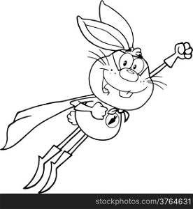 Black And White Rabbit Superhero Cartoon Character Flying
