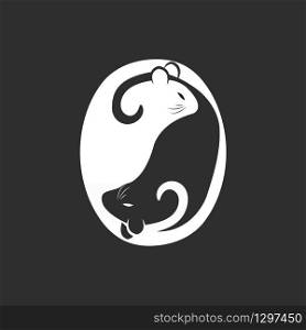 Black and white rat or mouse in yin yang shape. Beautiful stylized vector illustration. - Vector illustration. Black and white rat or mouse in yin yang shape. Beautiful stylized vector illustration. - Vector