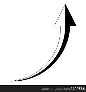 Black and white rising up arrow, rising trend rating up arrow